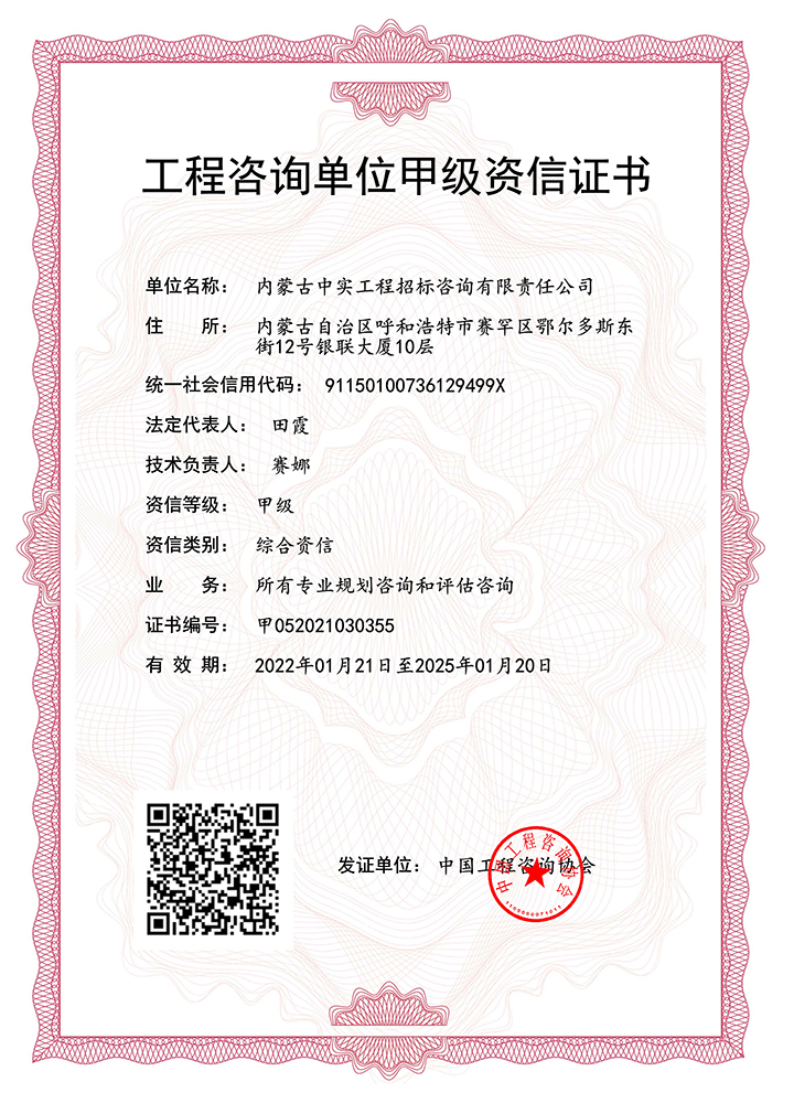 开云（中国）单位甲级综合资信证书